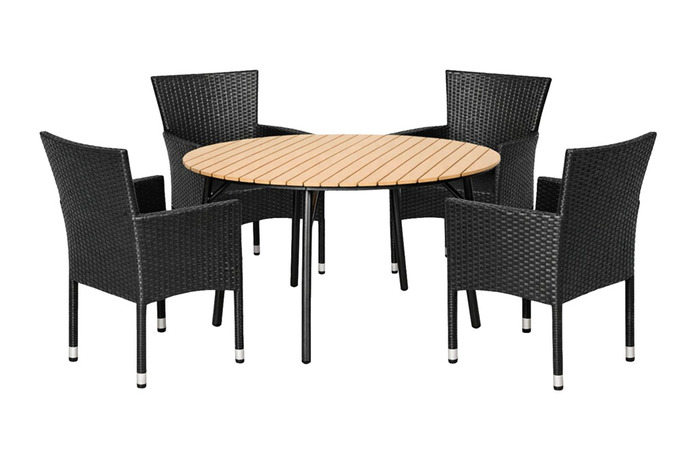 Hagebord Ø150 cm stål/nonwood lys teak – Sunlife